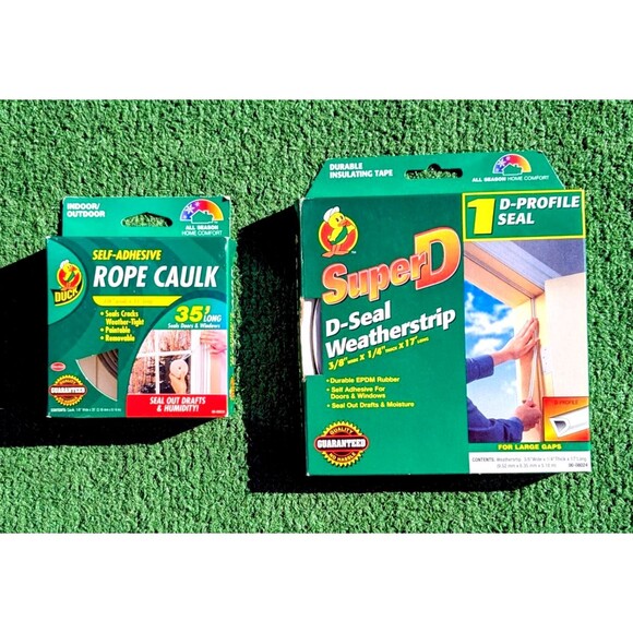 Super D-Seal Weatherstrip 3/8"W x 1/4"D x 17'L +Self-Adhesive Rope Caulk 35' NIP - Picture 1 of 2